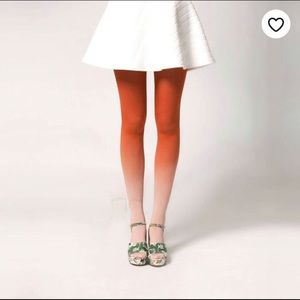 Hand-dyed orange ombre tights